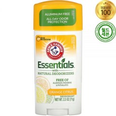 암앤해머 에센셜 내추럴 데오드란트 오렌지 시트러스 71g Essentials Natural Deodorizers Deodorant Orange Citrus, 1개