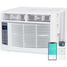 6000 BTU 윈도우 에어컨 와이파이 스마트 AC 유닛 리모트 에너지 절약 간편한 설치 키트 최대 250 평방 피트 냉각