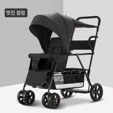 쌍둥이 트라이크 경량 시트 연년생 폴딩 인용 트윈 유모차 체어, 블랙