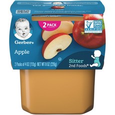 Gerber 2단계 어린이 식품 113g 2개입, 사과(Apples), 226g, 1개