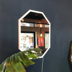 LED (직)간접 비비안 8각 욕실 거실 거울(600x800), 네이비