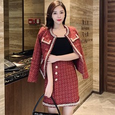 미니 셋업 치마 투수영복 모직 여성의류 가을옷 직업 겨울 셀럽 산들바람