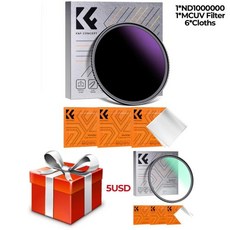 K F CONCEPT 솔리드 뉴트럴 밀도 레이어 사진 필터 나노 K 카메라 렌즈 필터 ND100000 ND1000000 49mm-82mm, 1개, 56) ND1000000 MCUV - 52mm
