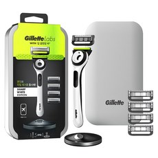Gillette 吉列 Labs深層清潔刮鬍刀 柄+刮鬍刀片 5入+錫盒組合 Sharp 白色版, 1組, 手柄+刮鬍刀刀片5p+鐵盒
