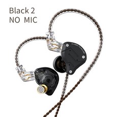 KZ ZS10 Pro 유선 헤드셋 하이브리드 기술 4BA + 1DD 노이즈 캔슬링 모니터 스포츠 이어 버드 이어폰 인 이어 HiFi 헤드폰, Black1 마이크 없음