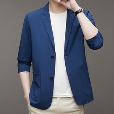 Yanrz 남성 여름 얇은 통기성 아이스 고탄성 피부옷 정장 코트 23N407
