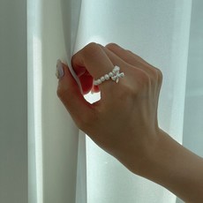 프리사이즈담수진주리본반지