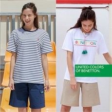 [베네통] 24SS 여성 시그니처 썸머 컬렉션 4종(티셔츠 2종+팬츠 2종)