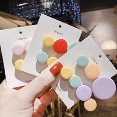 머리밴드 한국 스타일의 간단한 헤어 클립 레인보우 컬러 우드 라운드 귀여운 캔디 핀 여자 패션 액세서리
