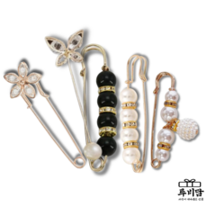 루비담 패션 진주 큐빅 빅옷핀브로치 세트, 옵션3) 드롭진주브로치, 2개