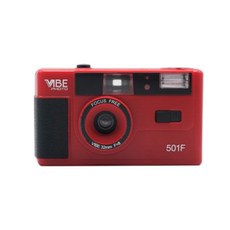 VIBE 501F 입문용 필름카메라 다회용 32mm 블랙 베이지 레드 빈티지 카메라 포켓머신, C