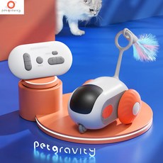 [cy] PETGRAVITY 애완동물 중력 스포츠카 리모컨제어 고양이 스마트 자동차 고양이용 이동식 스포츠카 고양이 자동 놀이 소품, 1개, 오렌지, ct081