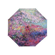 Galleria Garden Symphony 자동 켜기/끄기 초대형 휴대성 여성 접이식 우산 48인치 차양 12인치까지 컴팩트해 대부분의 여행가방에 적합 난공불락의 유리섬유 갈비뼈
