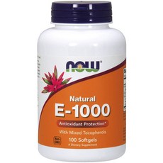 NOW 비타민 E 1000IU 토코페롤 100캡슐, 100정, 1세트