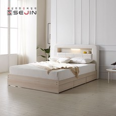 세진침대 100%국내생산 바르타 LED 서랍침대+매트리스 세트 SS Q 본넬 독립, SS_프레임만, 워시화이트