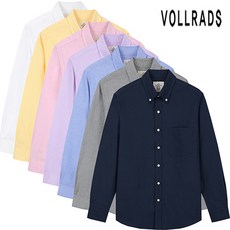 폴라츠Vollrads 고품격 긴소매 면혼방 옥스포드 루즈핏 남성 버튼다운셔츠 화이트 옐로우 핑크 바이올렛 블루 그레이 네이비 셔츠7종택일