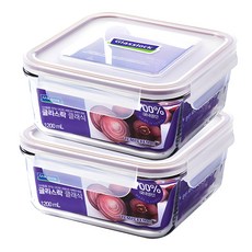 글라스락 퍼플 에디션 정사각 밀폐용기, 2개, 1.2L 2개, 단품