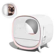 고양이자동화장실 지능형 고양이 화장실 쓰레기 상자 방취제 훈련 키트 스마트 자동 자체 청소 완전 동봉 애완 동물 Liiter Bedpan, 6.분홍색 - regular version, 1개