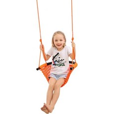 어린이용 JK스마트 스윙 시트 헤비 듀티 로프 놀이 안전한 어린이 스윙 세트 실내 실외 놀이터에 적합 홈 트리 스냅 후크 및 스윙 스트랩 440파운드 용량 오렌지, Orange Swing Seat