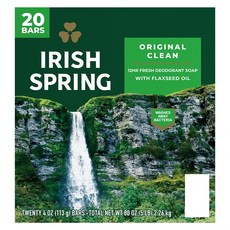 아이리쉬 스프링 오리지널 클린 바 비누 4.5oz/127g 20개 [ 미국costco정품 Irish Spring Bar Soap Original Clean], 127g