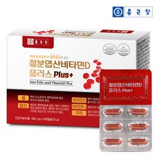 종근당 철분엽산 비타민D플러스 4개월분 여성 남성 빈혈 청소년 성장기어린이, 500mgx60캡슐 2박스