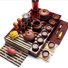 전통 다기 다도 찻잔 세트 명절 선물용 자사 다기세트, 브라운
