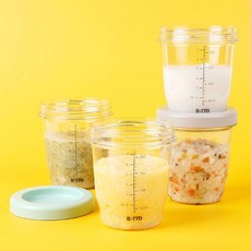 국산 투명 이유식 보관용기 4P 소분 애기그릇 이유식기 아기식기, 트라이탄이유식용기세트 4P, 1개