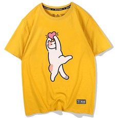 한천기업 레터링 프린트 반팔티 인싸템 티셔츠 여 고양이 반팔 남자 순면 코튼 와이드 루즈핏 INS 드랜드 BF 무드 커플
