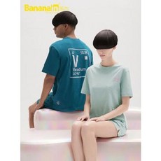 커플홈웨어 파자마 잠옷 바나인초 내 500E 커플 여 반팔 남 캐주얼 홈웨어 봄가을