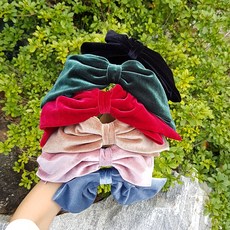 왕 리본 고급 벨벳 새틴 셀프 웨딩소품 아이린 머리띠 헤어밴드 6컬러