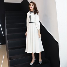 해외구매대행 블랙타이 세일러 칼라 도비실크 A라인 셀프웨딩드레스