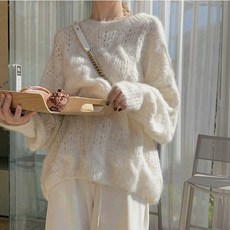 2H패션 여성 모헤어 울니트 꽈배기 니트 루즈핏 빅사이즈 스웨터