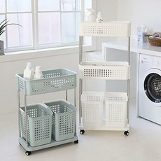 [딜]모던 트롤리 빨래바구니, 08_니트 짜임 빨래바구니