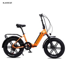 전기자전거 AKEZ 접이식 성인용 전기 자전거 리튬 배터리 미니 도시 통근자 20 인치 타이어 500W Motor48V13AH, 3) orange
