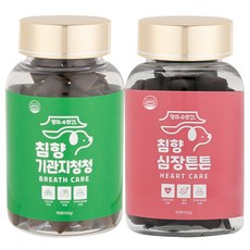 강아지 기관지 협착증 호흡기 눈 심장 관절 피부 영양제 댕이수랏간 침향 기관지청청 심장튼튼 관절쌩쌩 눈물뚝 피부&피모 100g, 기관지청청 1개+심장튼튼 1개, 1개