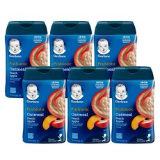 Gerber Probiotic Oatmeal Cereal 거버 복숭아 사과 프로바이오틱 오트밀 시리얼 2단계 8oz (227g) 6팩, 6개, 상세 참조, 227g