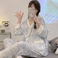 봄 모달 임신기 산후조리 수유 잠옷 실내복 세트
