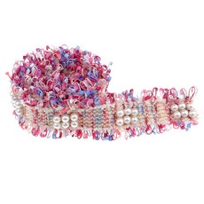 ZLD 1 Yard Beaded Pearls Costume Applique Embellishment Decorated Lace Ribbon Trim 용 Wedding Dress, 폴리 에스터 플라스틱, 핑크 퍼플