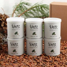 홍천잣 선물 세트 캔 잣 견과류 국내산 백 잣, 1개, 100g×6캔 (총600g)