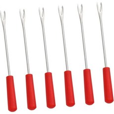 SECFOU 6pcs 과일 포크 바비큐 요리 다용도 치즈 꼬치 야외 퐁듀 초콜릿 분수 녹는 레드 스테인리스 스틸용, SECFOU 6pcs 과일 포크 바비큐 요리 다용도 치