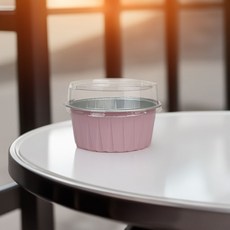 크렘브륄레 용기 라이트핑크 125ml 디저트 티라미수 포장용기 오븐 전자렌지 가능 알루미늄 베이킹 컵, 100개