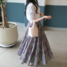 메리앤유 블루밍 모노플라워나염 캉캉플레어 스커트