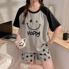 비버리힐스폴로클럽 페리힐즈 여성반팔잠옷 해피스마일 상하세트 홈웨어 파자마 7038