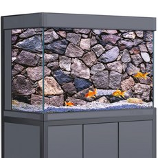 석 HD 인쇄 벽지 수족관 배경 3D 돌 바위 벽 물고기 탱크 파충류 서식지 장식 PVC, 06 50x100cm 20x39in, 1개