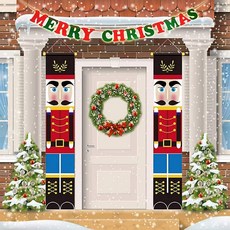영국직송 Vinclus Nutcracker 크리스마스 배너 장식 참신 휴일 장식 야외 월넛 군인 모델 도어 커튼 실내 정원 파티 안, 단일옵션