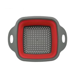 접이식 원형 사각형 실리콘 소쿠리 과일 야채 세척 바구니 스트레, 7.Square Red, C.22x29cm, 1개