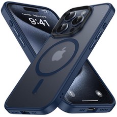 FNDMIL NO.1 아이폰 15 프로 맥스용 마그네틱 케이스 MagSafe와 호환 반투명 매트지문 방지밀리터리 충격 방지 실리콘 범퍼 맥스 커버가 있는 우아한 슬림 하드 블랙, The iPhone 15 Pro [6.1 inches], blue