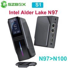 N100 미니 SZBOX S1 듀얼 닉 DIY LCD 디스플레이 인텔 알더 레이크 N97 윈도우 11 DDR4 3200Mhz NVMe SSD 최대 36GHz 12V 4A PK