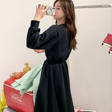 제이지나 여성 허리 밴딩 긴팔 데일리 롱 원피스 1P