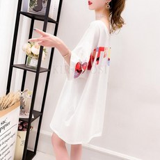 kirahosi 지에스 6 여성 여름 티셔츠 반팔 루즈핏 롱티셔츠 면티셔츠 캐주얼 203 + 스마트스트랩 증정 DQd8jj4